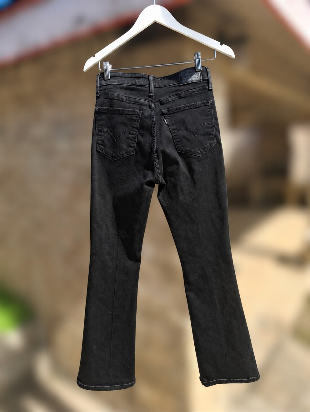Levi's 725 High Rise Bootcut Jeans Black Stretch Denim Women Size W30 L30 - Picture 6 of 16